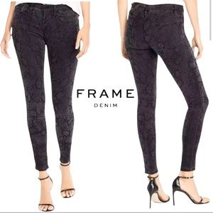 Frame Le Skinny De Jeanne Tonal Python Denim Snake Print Skinny Jeans Sz 26